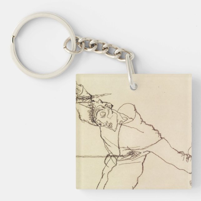 Egon Schiele- Self Portrait As St Sebastian Key Ring (Front)