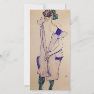 Egon Schiele - Standing Girl In A Blue Dress Holiday Card