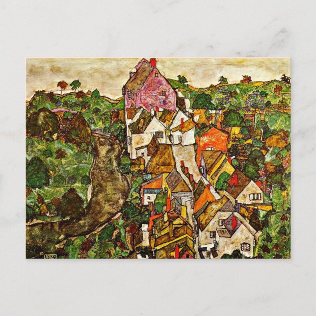 Egon Schiele - Stein on the Danube Postcard (Front)