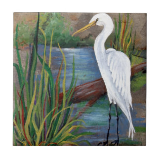 Egret in Bayou Tile