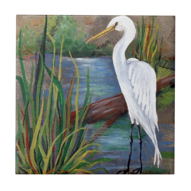 Egret in Bayou Tile (Front)