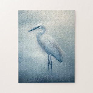 Egret in the Fog Painting Jigsaw Puzzle