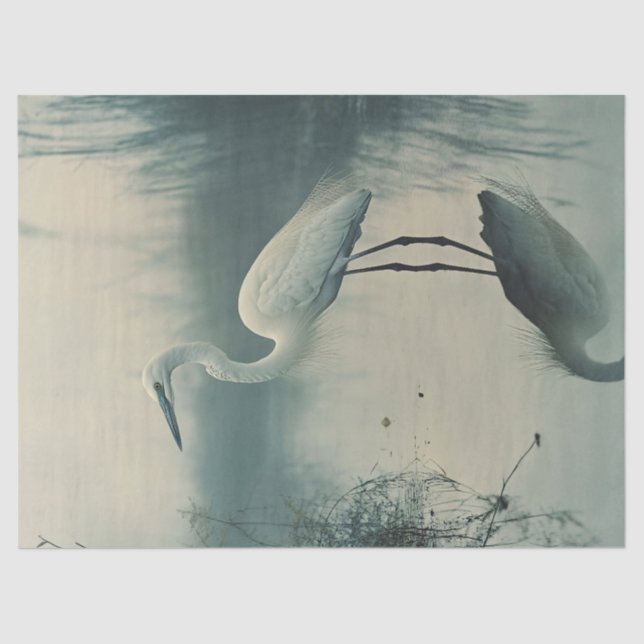 Egret in the Mist Decoupage Tissue Paper (Front)