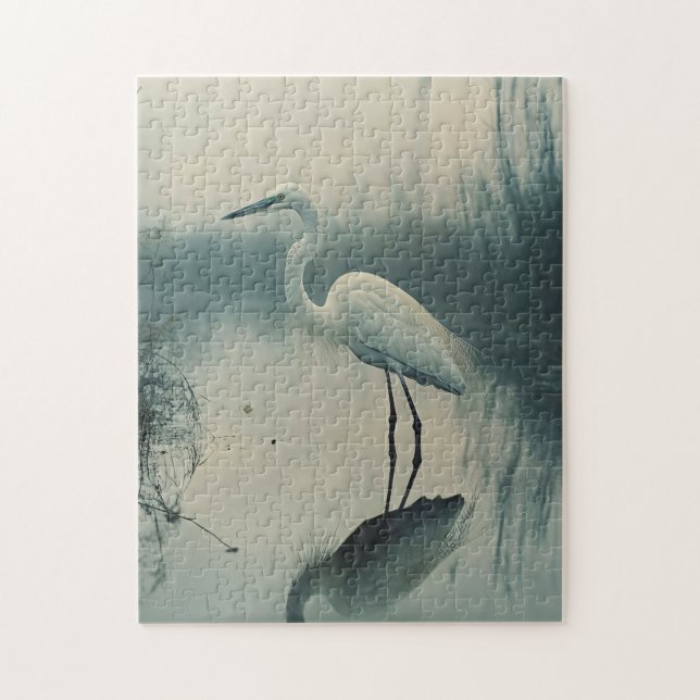 Egret in the Mist Jigsaw Puzzle (Vertical)