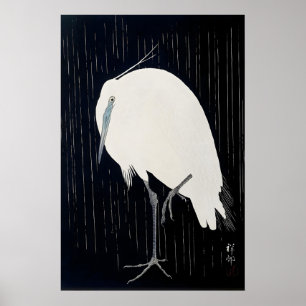 Egret in The Rain Japanese Fine Art Print  Home
