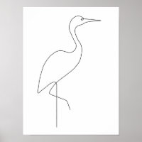 Egret Minimalist Bird Line Art