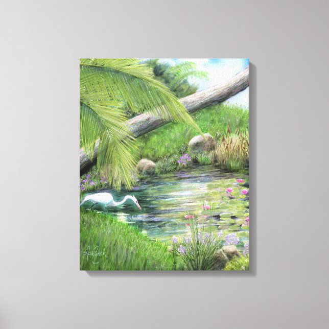 Egret on Pond  Canvas Print (Front)
