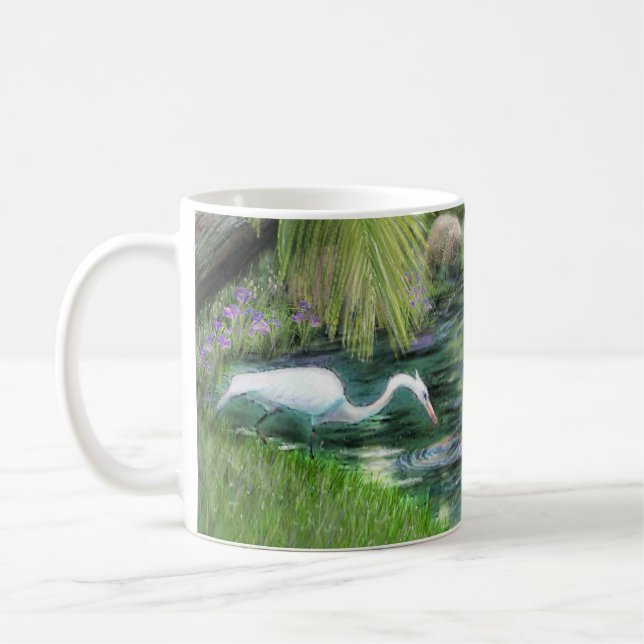 Egret on Pond  Coffee Mug (Left)