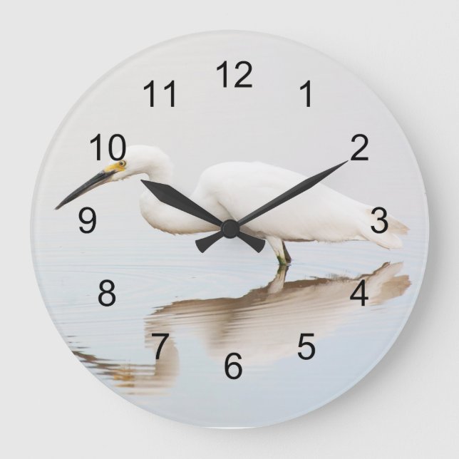 Egret on still pond large clock (Front)