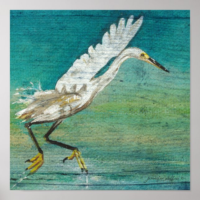 Egret Painted Art Print (Front)
