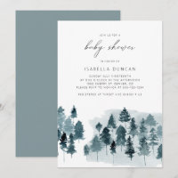 EGRET Rustic Blue Winter Pine Tree Baby Shower
