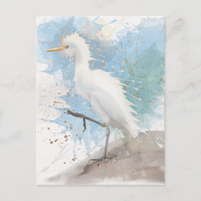 Egret watercolor  postcard (Front)
