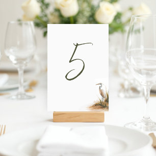 Egret Wedding Coastal Reception Table Number