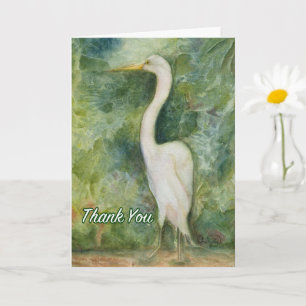Egret white bird in jungle standing Thank You card