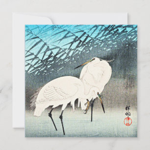 Egrets and Reeds, fine art by Ohara Koson Card
