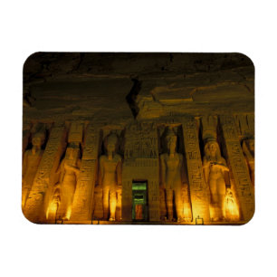Egypt, Abu Simbel, Lighted facade of Small Magnet