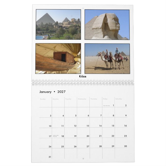 Egypt and Jordan Calendar (Jan 2027)