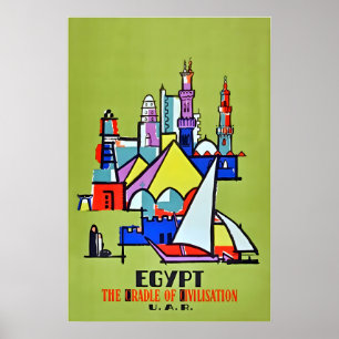 Egypt Art Travel Poster Egyptian Print