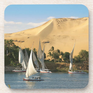 Egypt, Aswan, Nile River, Felucca sailboats, 2 Coaster
