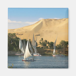 Egypt, Aswan, Nile River, Felucca sailboats, 2 Magnet