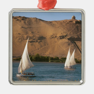 Egypt, Aswan, Nile River, Felucca sailboats, Metal Tree Decoration