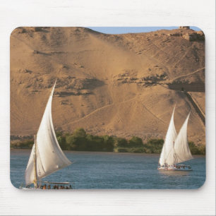Egypt, Aswan, Nile River, Felucca sailboats, Mouse Pad