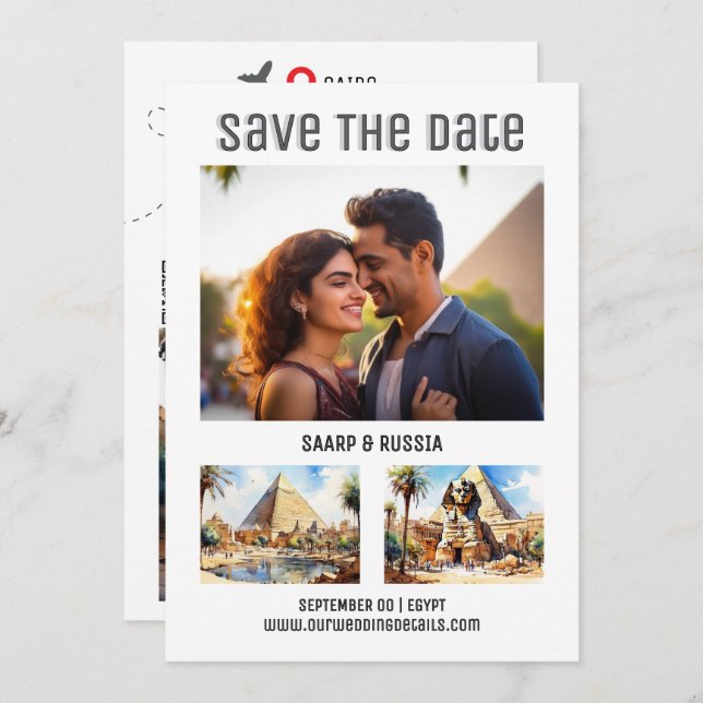 Egypt Cairo destination wedding photo save date Save The Date (Front/Back)