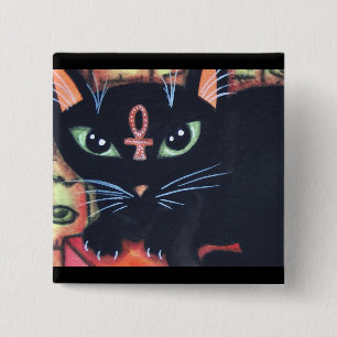 Egypt Cat With Ankh 15 Cm Square Badge