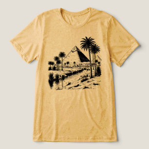 Egypt Desert Pyramid Vintage Travel Graphic Tri-Blend Shirt