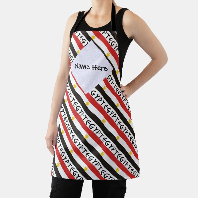 Egypt Egyptian Flag Tiled Personalised Name Apron (Insitu)