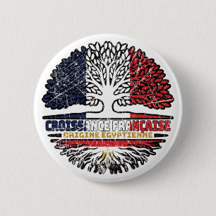 Egypt Egyptian French France Tree Roots Flag 6 Cm Round Badge