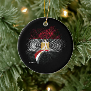 Egypt flag ceramic tree decoration