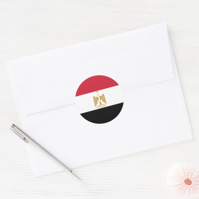 Egypt flag classic round sticker (Envelope)