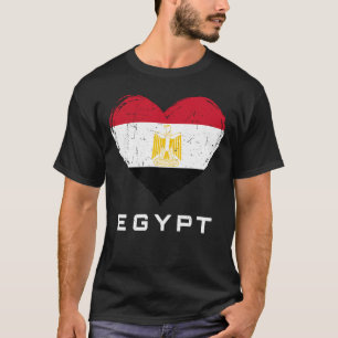 Egypt Flag Heart Distressed Men's Black T-Shirt