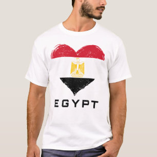 Egypt Flag Heart Distressed Men's White T-Shirt