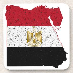 Egypt Flag Map Crackle Coaster