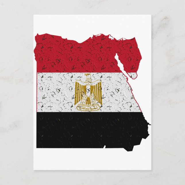 Egypt Flag Map Crackle Postcard (Front)
