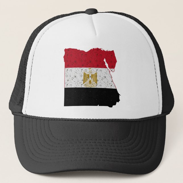 Egypt Flag Map Crackle Trucker Hat (Front)