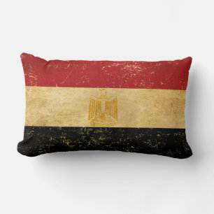 Egypt Flag Vintage Grunge Design Lumbar Cushion