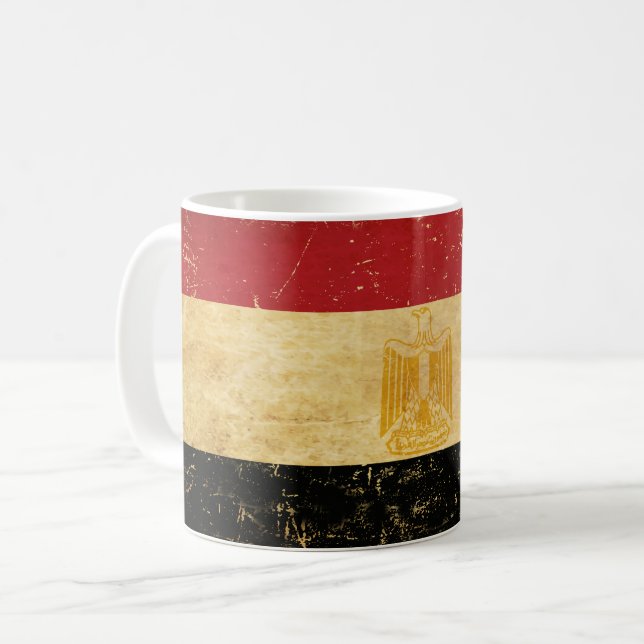 Egypt Flag Vintage Grunge Design Mug (Front Left)