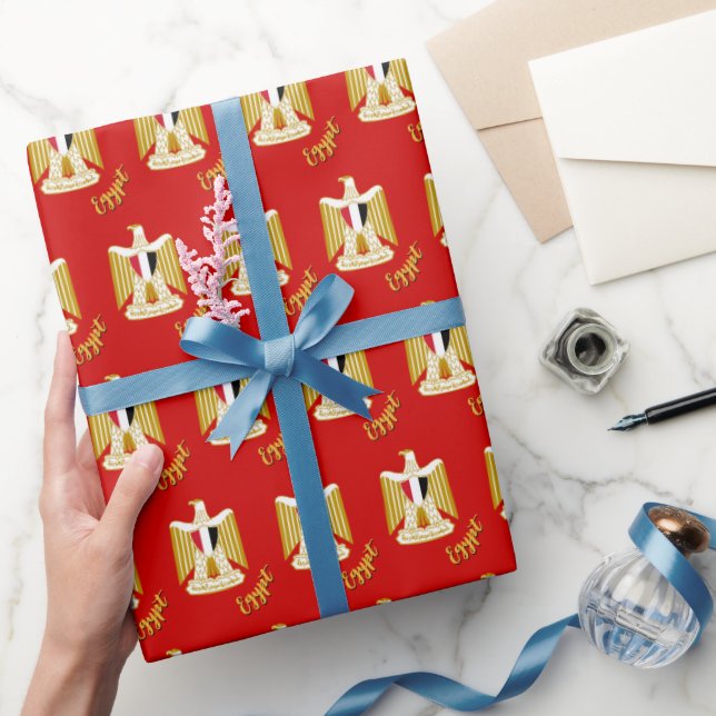 Egypt Gifts wrapping, Egyptian Flag, Emblem / Red Wrapping Paper (Gifting)