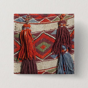 Egypt, Giza. Camel blanket at the Pyramids of 15 Cm Square Badge