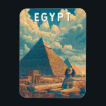 Egypt Illustration Travel Art Vintage Magnet<br><div class="desc">Egypt retro vector travel design. Egypt is a timeless destination where ancient wonders meet modern culture,  offering iconic landmarks like the Pyramids of Giza,  the Sphinx,  and the temples of Luxor.</div>