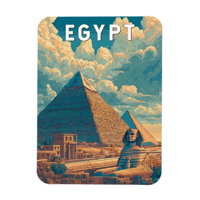 Egypt Illustration Travel Art Vintage Magnet (Vertical)