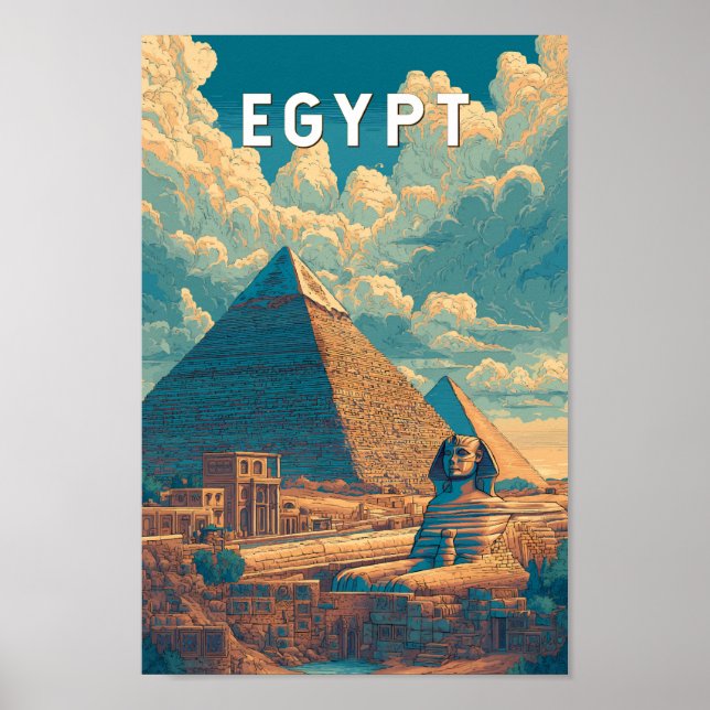 Egypt Illustration Travel Art Vintage Poster (Front)