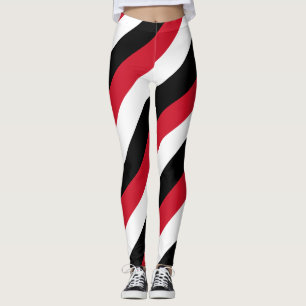 Egypt National Flag Colours Diagonal Striped Leggings