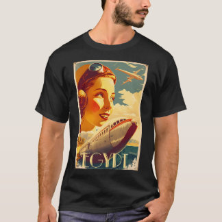 Egypt Pilot Vintage Travel Art Poster T-Shirt