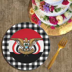 Egypt Plate, buffalo plaid & Egyptian Flag Paper Plate