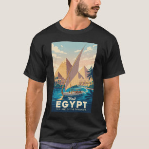 Egypt Pyramid Illustration Travel Art Vintage T-Shirt