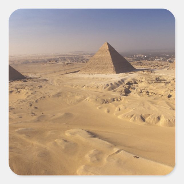 Egypt, Pyramids at Giza, Khafre, Khufu, Menkaure Square Sticker (Front)